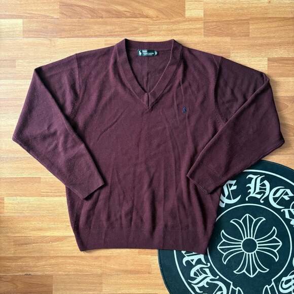 Polo Ralph Lauren Other - Polo Ralph Lauren 100% Cashmere V-Neck Sweater Burgundy